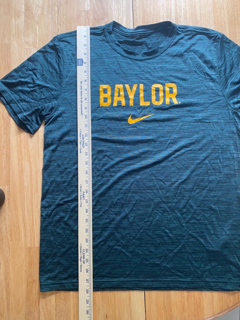 Nike Baylor Heathered Green Short Sleeve Tee with Yellow Logo Dri-Fit Men Large - Picture 3 of 4
